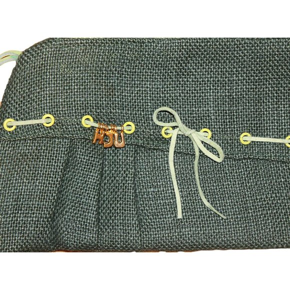 Handmade Burlap Clutch Women's Handbag Wristlet - Picture 6 of 6